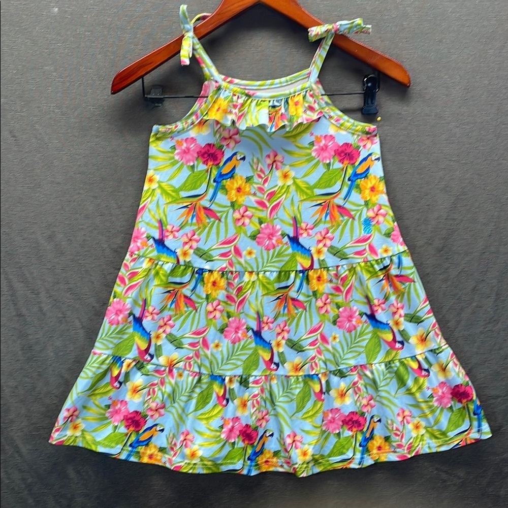 Tommy Bahama Pink and Blue Ruffled Tiered Sundress
